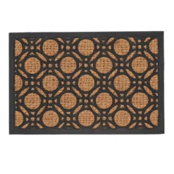 Paillasson en fibre de coco à motif cercles taille M - 60,7 x 40 cm