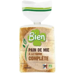 Pain de mie à la farine complète bio tranché Bien - 500 g