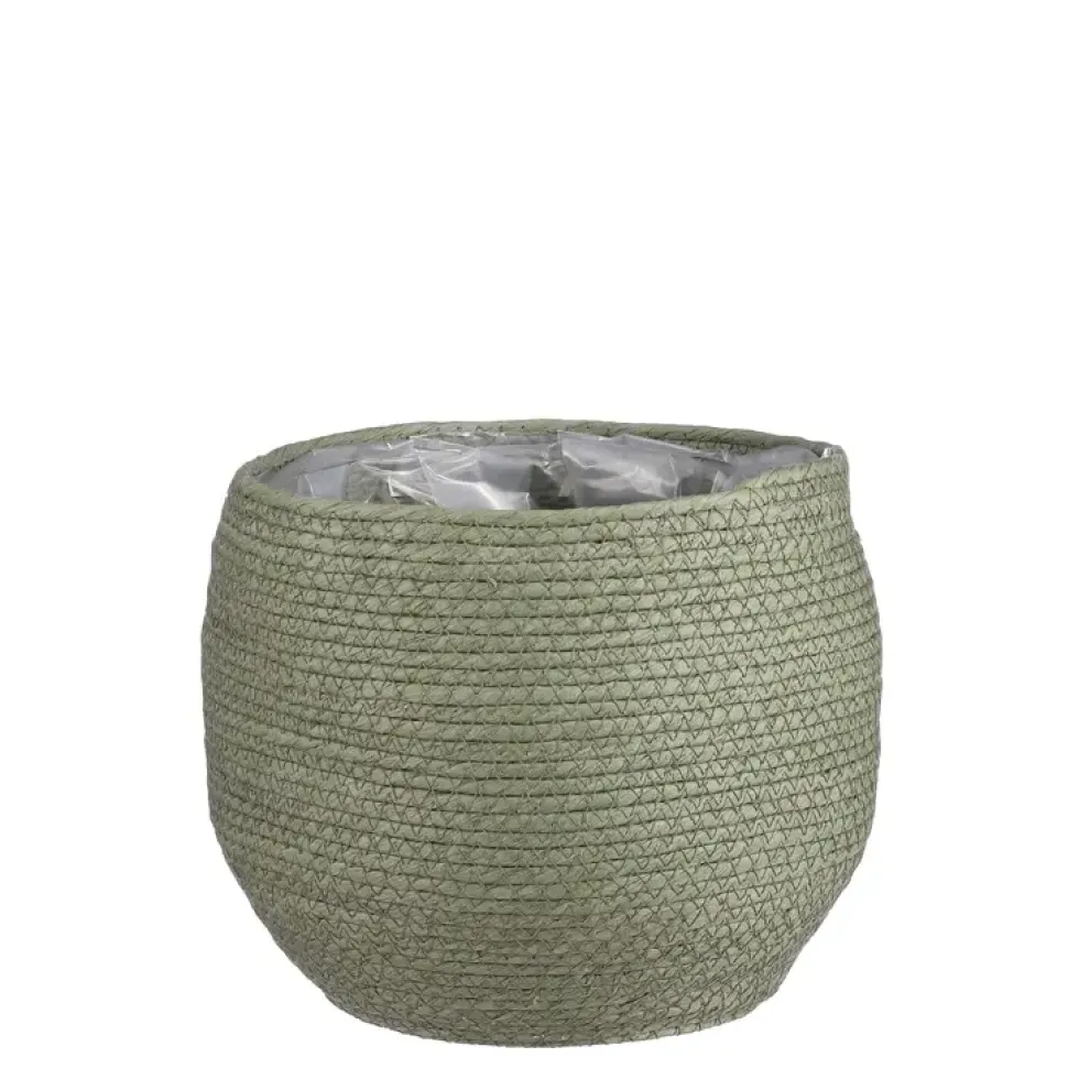 Panier cache-pot coloris vert en osier Jorck Mica Decorations - 24 x Ø 26 cm