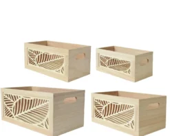 Panier de rangement en bois de Paulownia naturel taille 3 - 27 x 14 x 12 cm