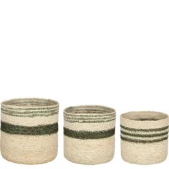 Panier en zostère coloris vert Jameson - Ø 16 x H 16 cm