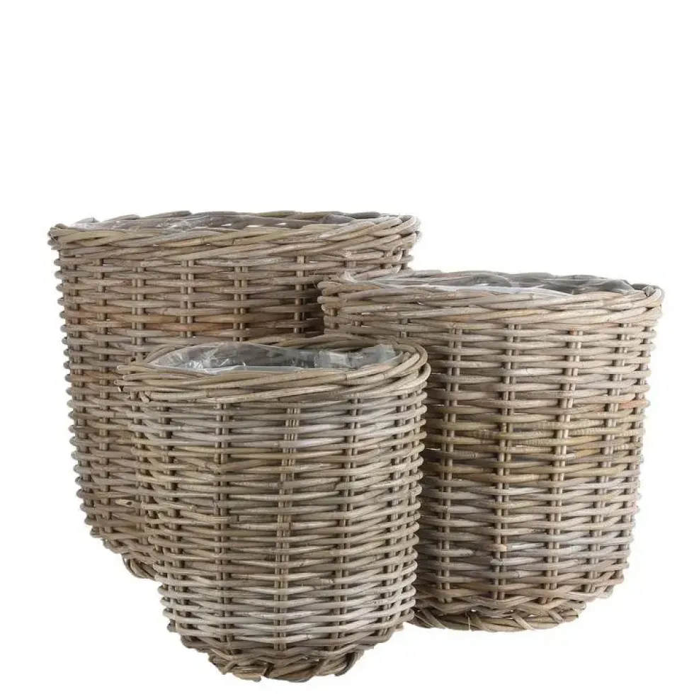 Panier rond haut en osier gris Marcia - Ø 29 x H 30 cm