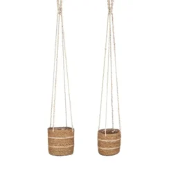 Panier à suspendre en zostère marron Atlantic - Ø 16 x H 16 cm