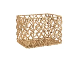 Panière rectangulaire coloris beige en jacinthe d'eau - 31 x 41 x 31 cm