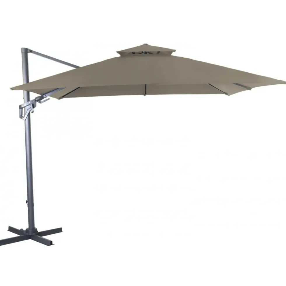 Parasol déporté carré coloris taupe - 300 x 300 cm