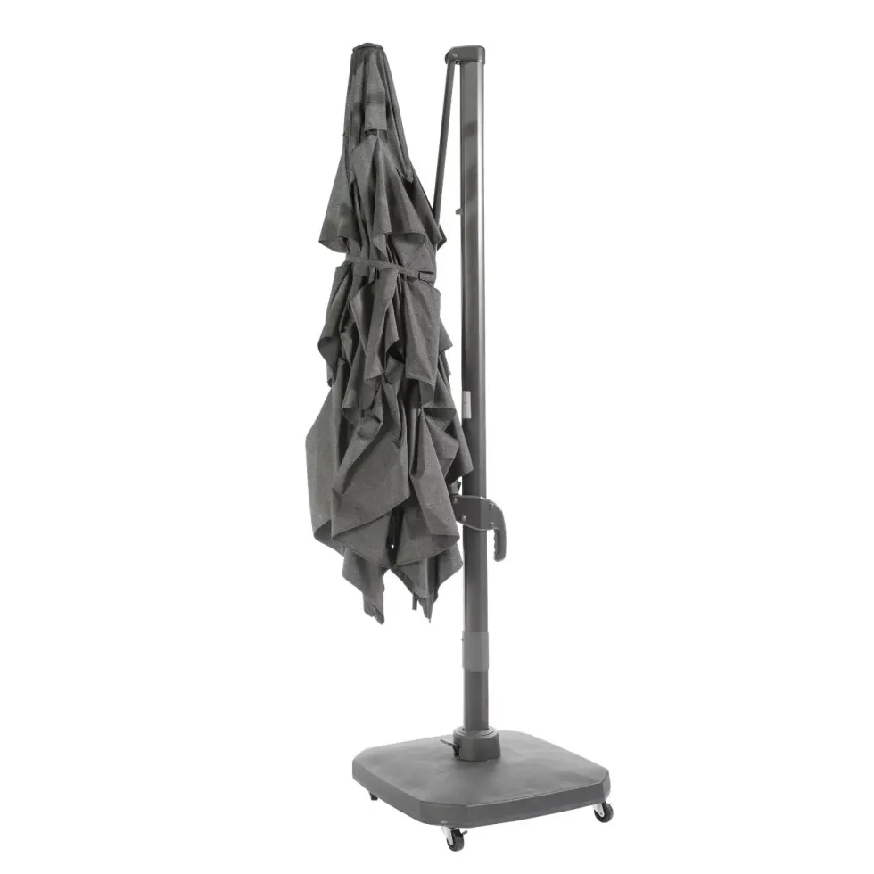Parasol déporté carré en aluminium coloris gris - 300 x 300 cm