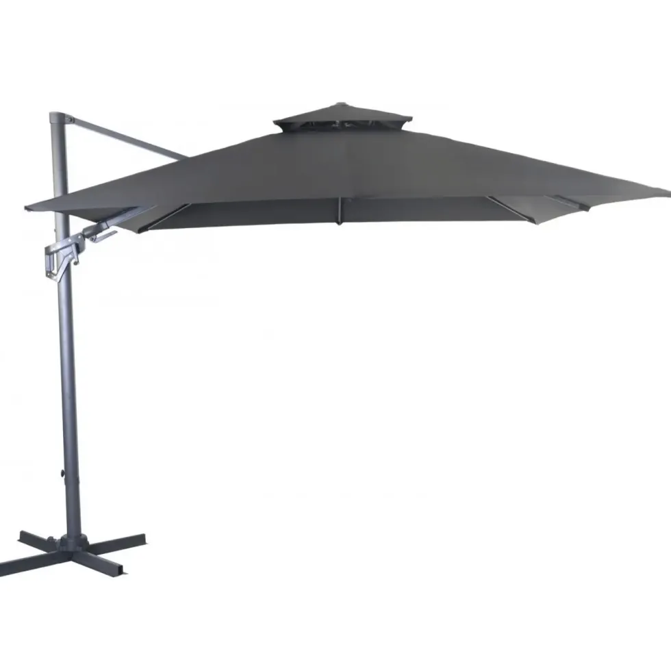 Parasol déporté carré en aluminium coloris gris - 300 x 300 cm