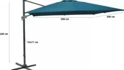 Parasol déporté carré en aluminium coloris écru - 300 x 300 cm