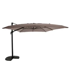 Parasol déporté rectangulaire en aluminium coloris beige - 400 x 300 cm