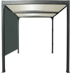 Pergola bioclimatique coloris gris en aluminium - 3,6 x 3 m