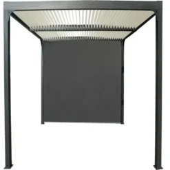 Pergola bioclimatique coloris gris en aluminium - 3,6 x 3 m