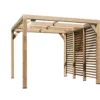 Pergola coloris beige en bois traité très haute température - 3,41 x 3,13 m
