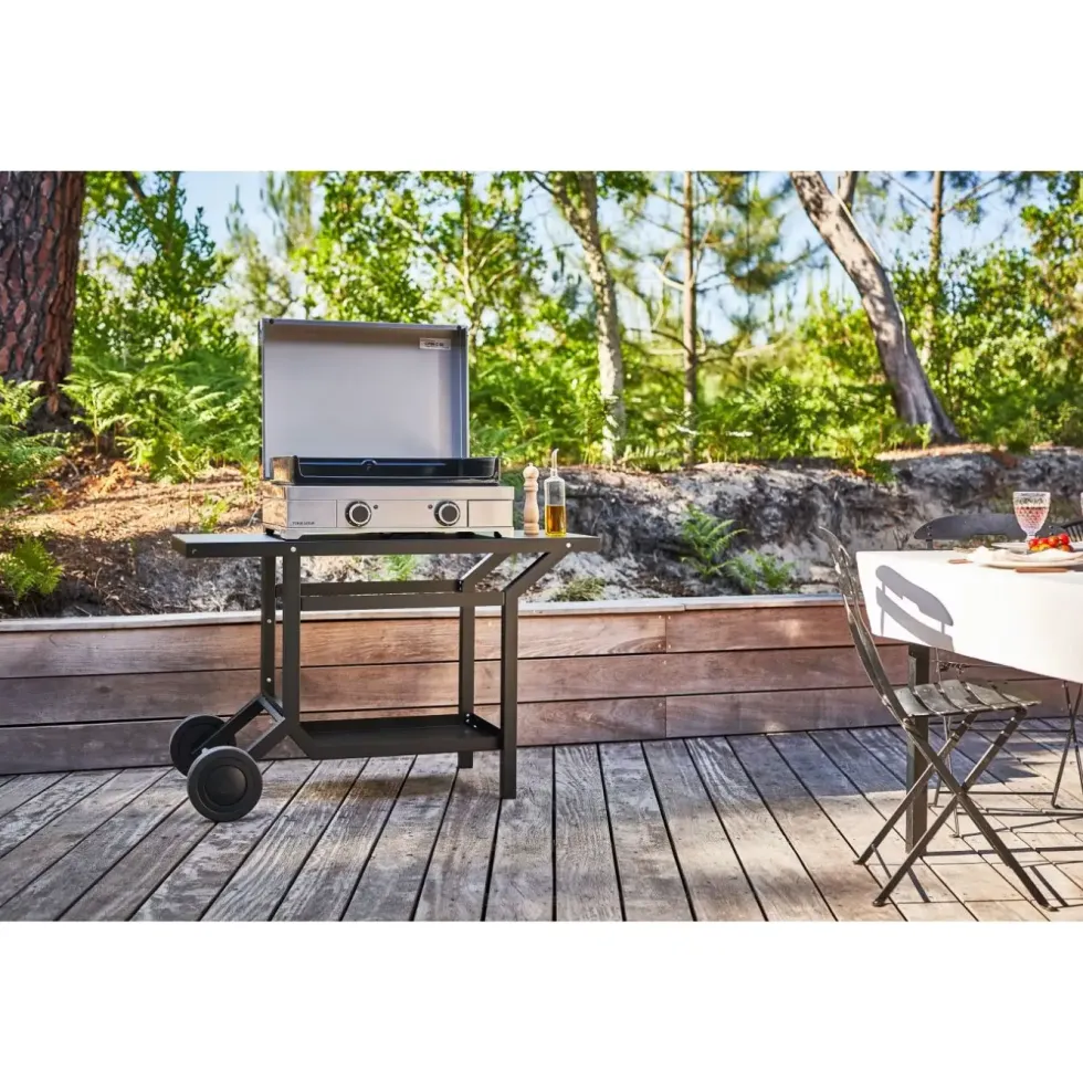 Plancha électrique en inox et fonte émaillée Forge Adour Modern E 60 - 65,5 x 54,5 x 23,8 cm