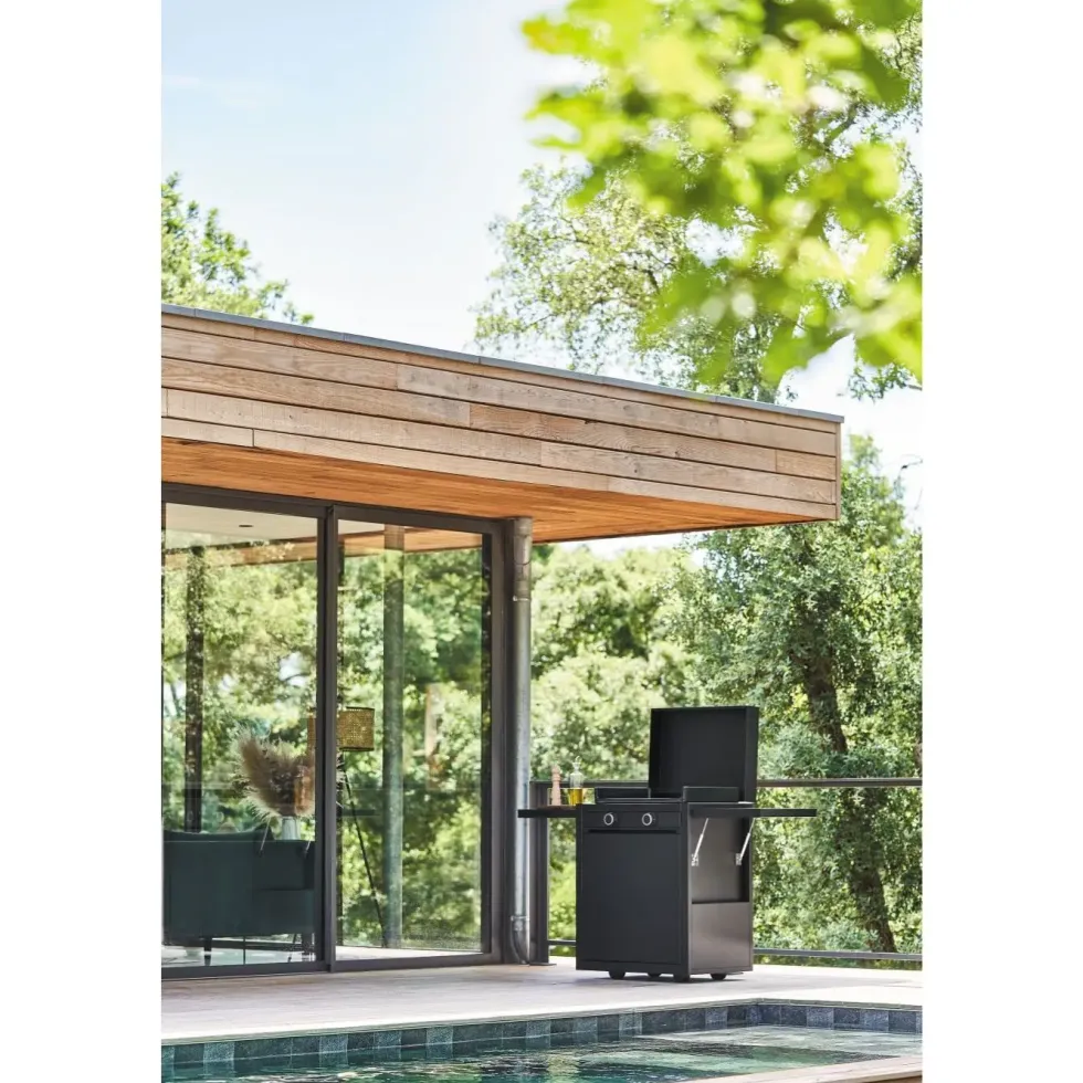 Plancha Modern gaz 60 coloris noir en acier Forge Adour - 65,5 x 57,3 x 23,8 cm