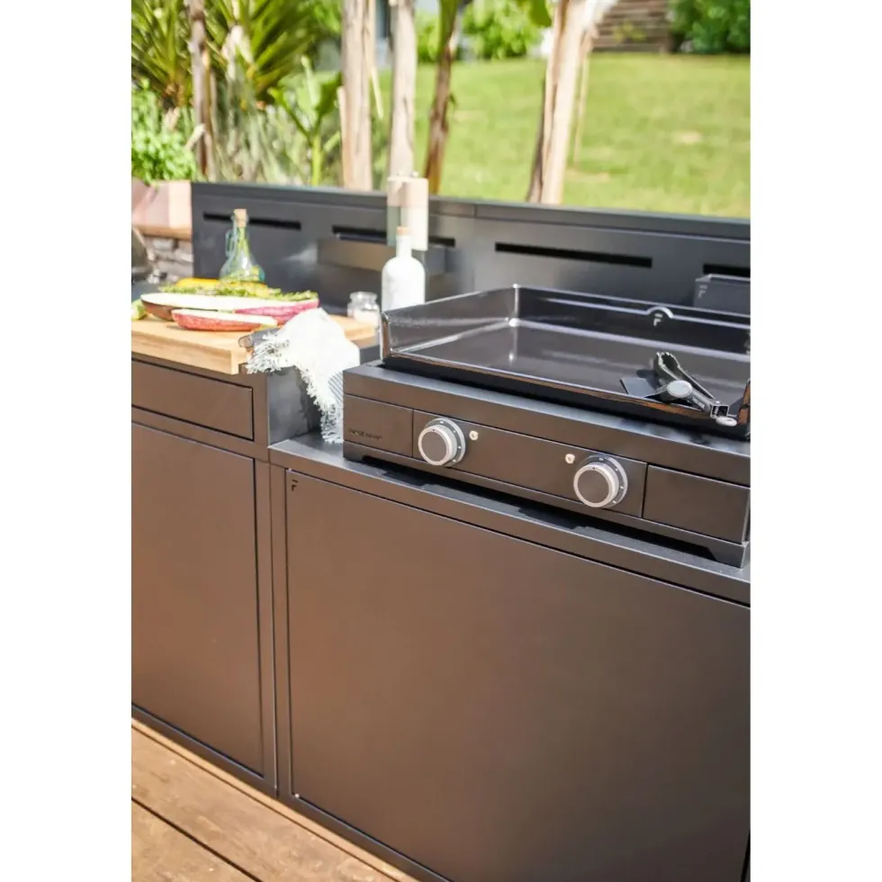 Plancha Modern électrique coloris noir en acier Forge Adour - 65,5 x 57,3 x 23,8 cm