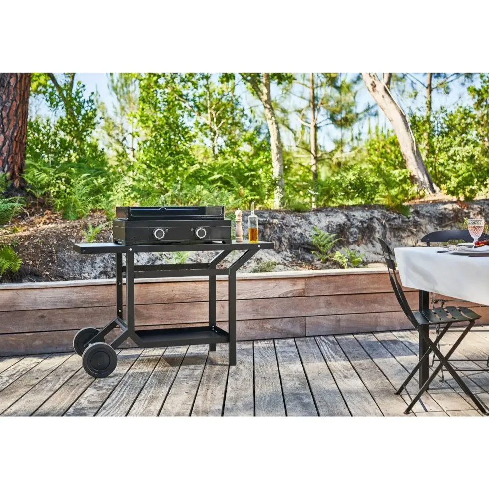 Plancha Modern électrique coloris noir en acier Forge Adour - 65,5 x 57,3 x 23,8 cm
