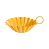 Porte-bougie forme fleur avec anse en métal jaune - 10,5 x 9 x 4 cm