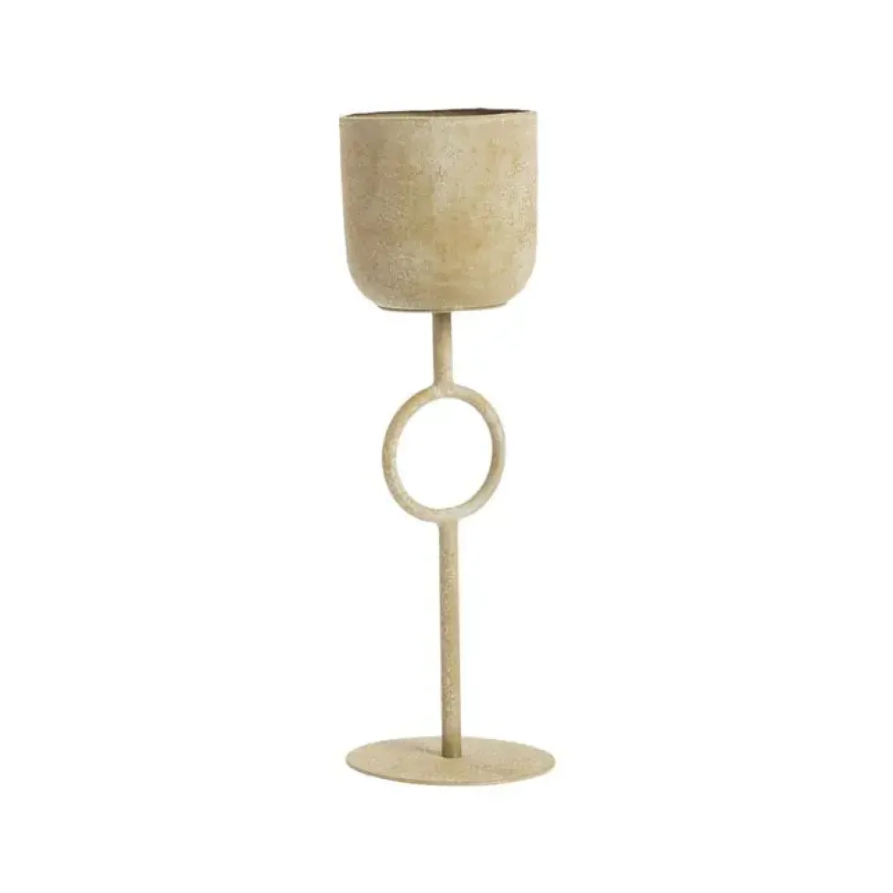 Porte-plante sur pied avec cercle en métal vert petit modèle - Ø 16 x 41 cm