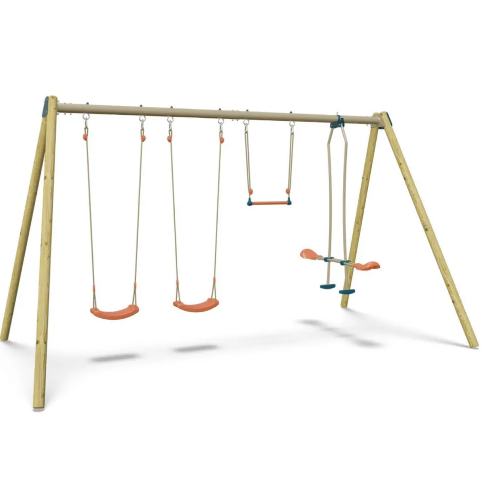 Portique 2 balançoires en bois et métal Trigano - 2,32 m