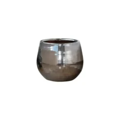 Pot Cancale coloris métal en terre cuite émaillée H 27 x Ø 25 cm