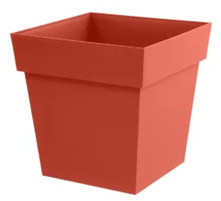 Pot carré en plastique coloris terre battue EDA Toscane - 39 x 39 x 39 cm