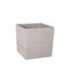 Pot carré en plastique à réserve d'eau coloris grège Poetic Aquaduo - 24,3 cm