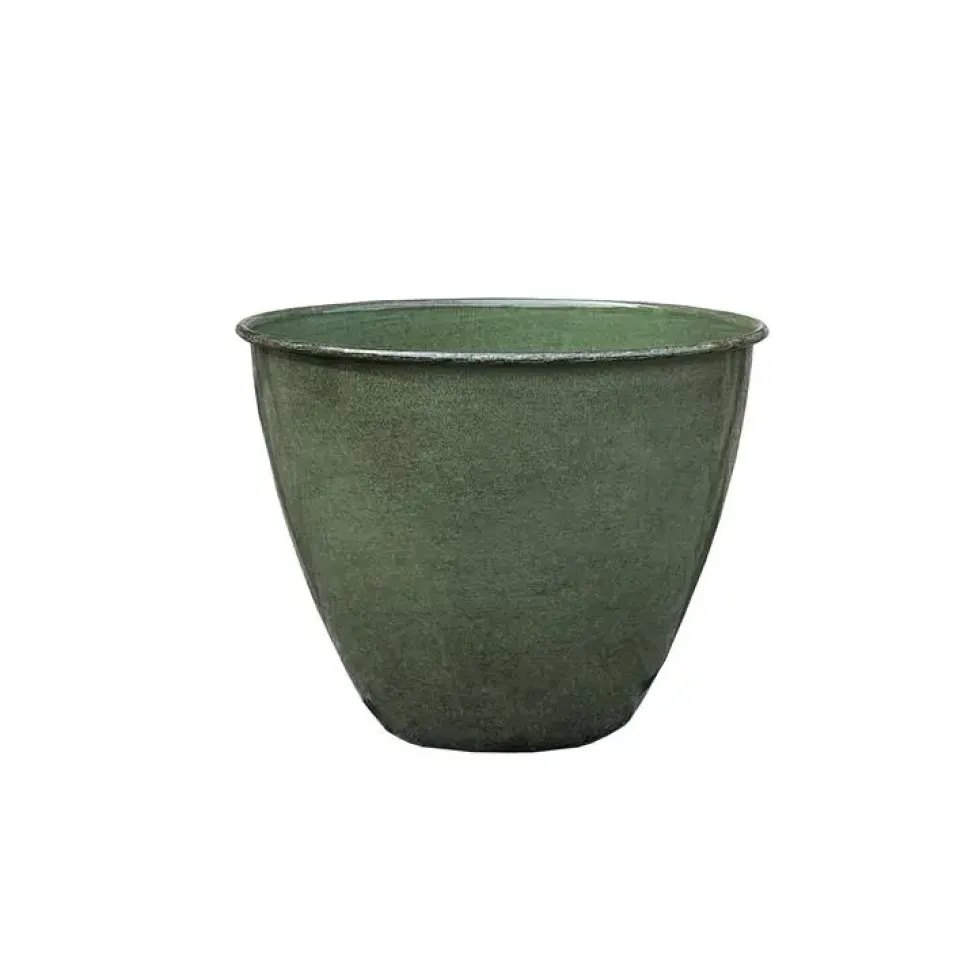 Pot coloris vert en métal recyclé Carama - 26 x 26 x 2 cm