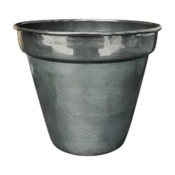 Pot conique en métal recyclé coloris gris océan vif Upcycle Conique - Ø 22,5 x H 20 cm