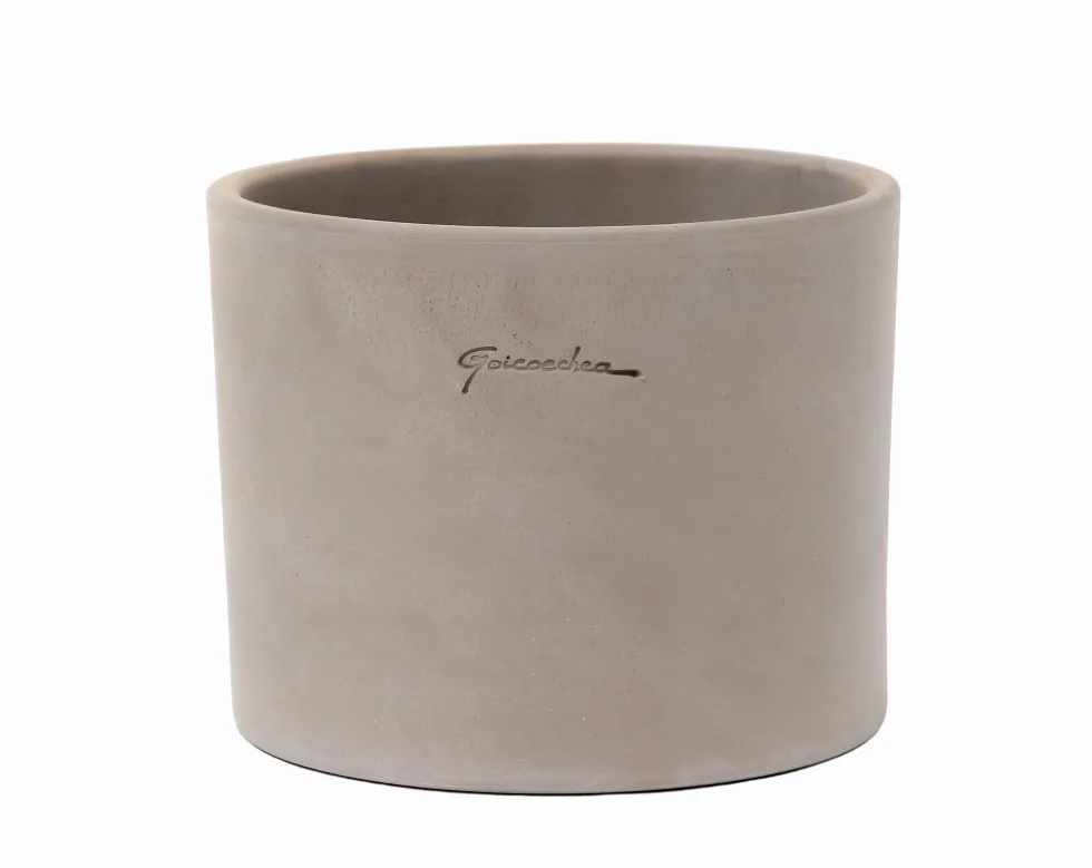 Pot cylindrique coloris gris en terre cuite - Ø 23 x 18 cm