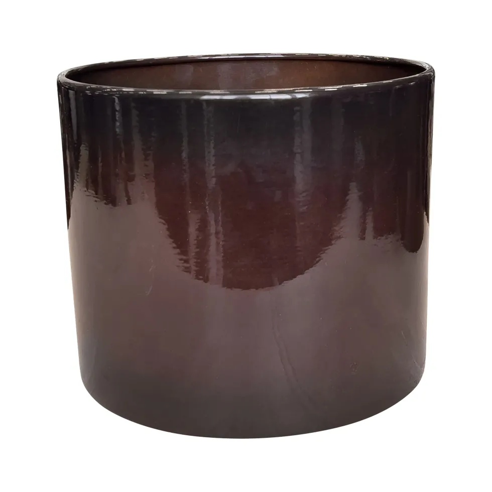 Pot cylindrique en métal recyclé coloris brun flambé Upcycle Cylindre - Ø 27 x H 22 cm