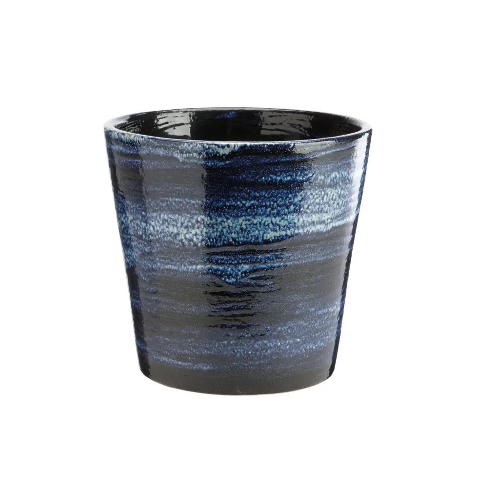 Pot en terre cuite émaillée bleu Nuit étoilée Les Poteries d’Albi Odyssée - Ø 23 x H 21 cm