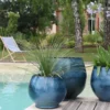 Pot en terre cuite émaillée coloris bleu Les Poteries d'Albi Bahia - Ø 35 x H 38 cm