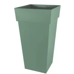 Pot haut carré en polypropylène vert laurier Eda Toscane 98 L - 43,3 x 43,3 x 80,5 cm