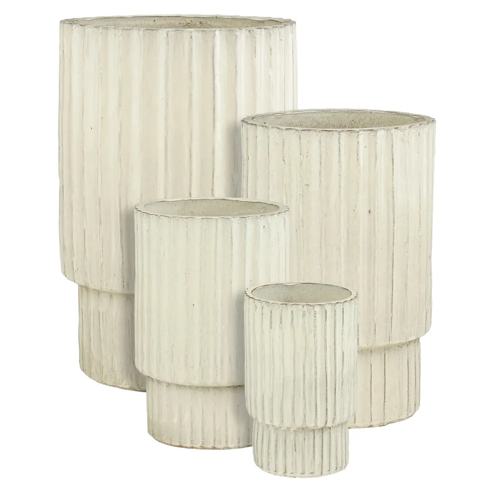Pot haut Sorrento coloris beige en céramique - 68 x Ø 45 cm