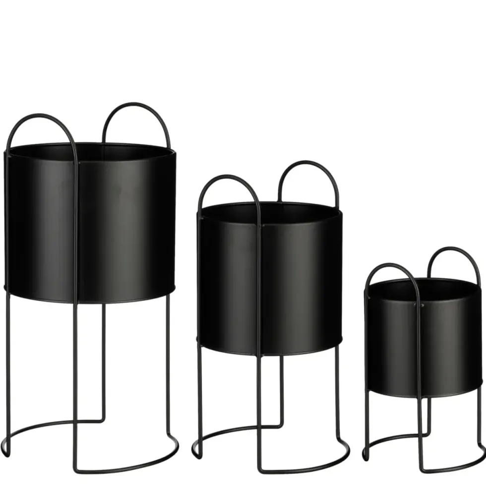 Pot Petry coloris noir en métal - 50,5 x 26,5 x 25 cm