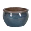Pot rond Bonn vert glacé en grès émaillé - Ø 33 x 21 cm