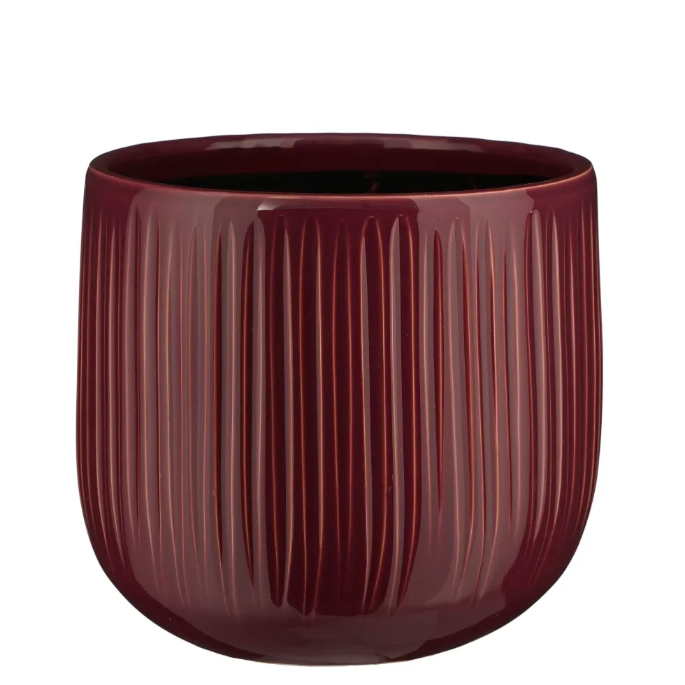 Pot rond cannelé coloris violet Pablo - 19 x Ø 21 cm