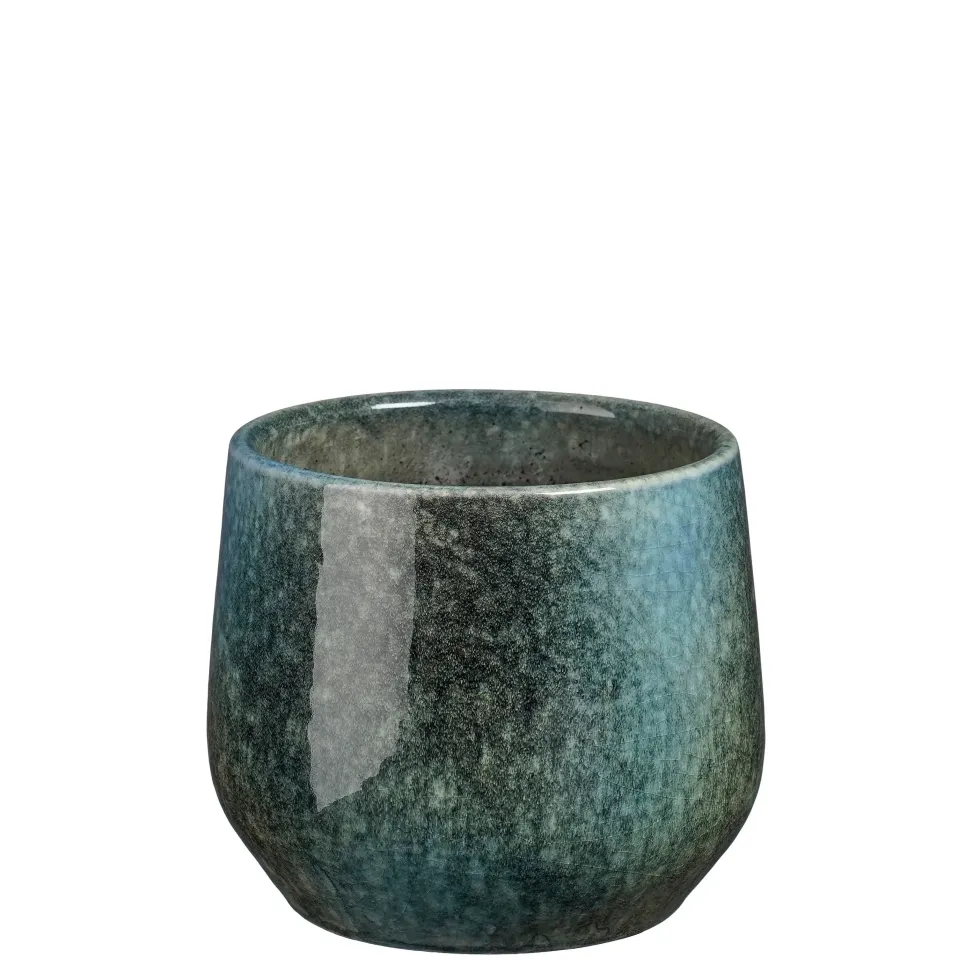 Pot rond coloris bleu en terre cuite Hugo Mica Decorations - 13,5 x Ø 16 cm