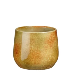 Pot rond coloris jaune en terre cuite Hugo Mica Decorations - 15 x Ø 17 cm