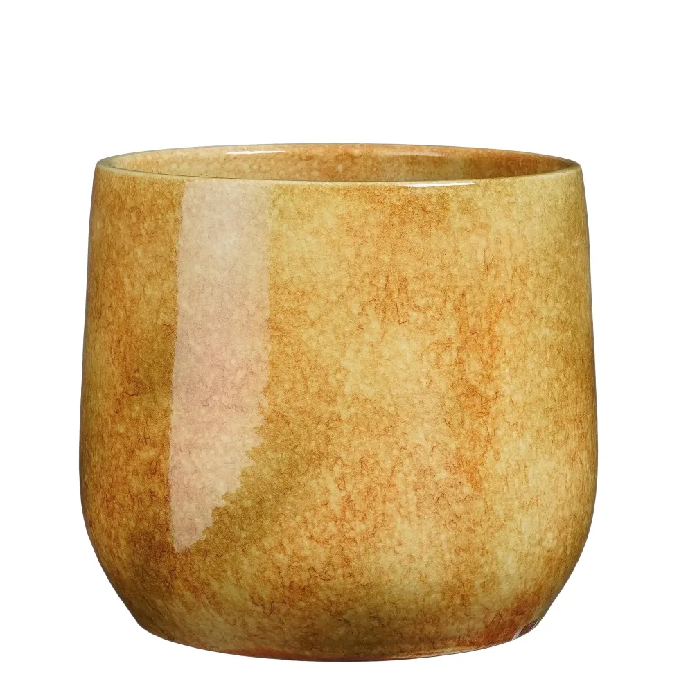Pot rond coloris jaune en terre cuite Hugo Mica Decorations - 25 x Ø 28 cm