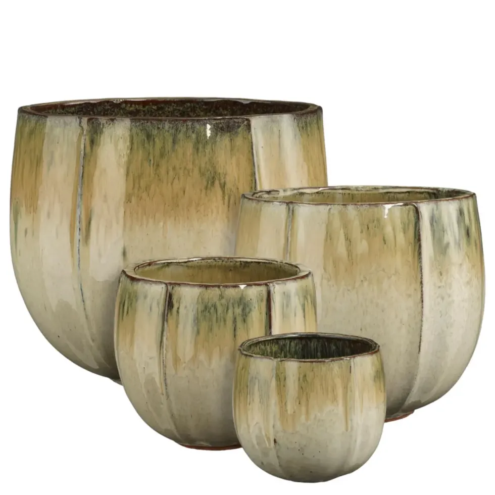 Pot rond en céramique coloris crème Edelman Corsica - Ø 36 x H 34 cm