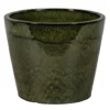 Pot rond en grès émaillé dripping vert Shanghai - Ø 34 x H 30 cm