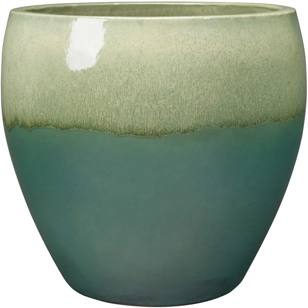 Pot rond Guardians Jade coloris vert en terre cuite émaillée - 40 x 40 x 40 cm