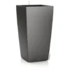 Pot à réserve d’eau coloris anthracite métallisé Lechuza Cubico Premium 40 kit complet - Ø 40 x H 75 cm