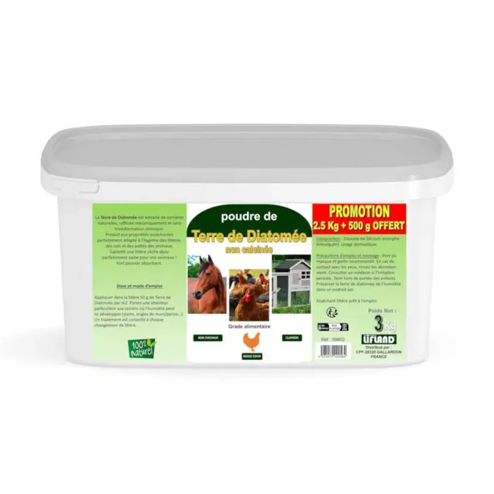 Poudre de terre de diatomée en seau Lifland - 3 kg