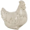 Poulette décorative en porcelaine blanc crème Hahnina - 12,5 x 8,5 x 13 cm