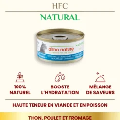 Pâtée pour chat HFC Natural au thon, poulet et fromage Almo Nature - 70 g