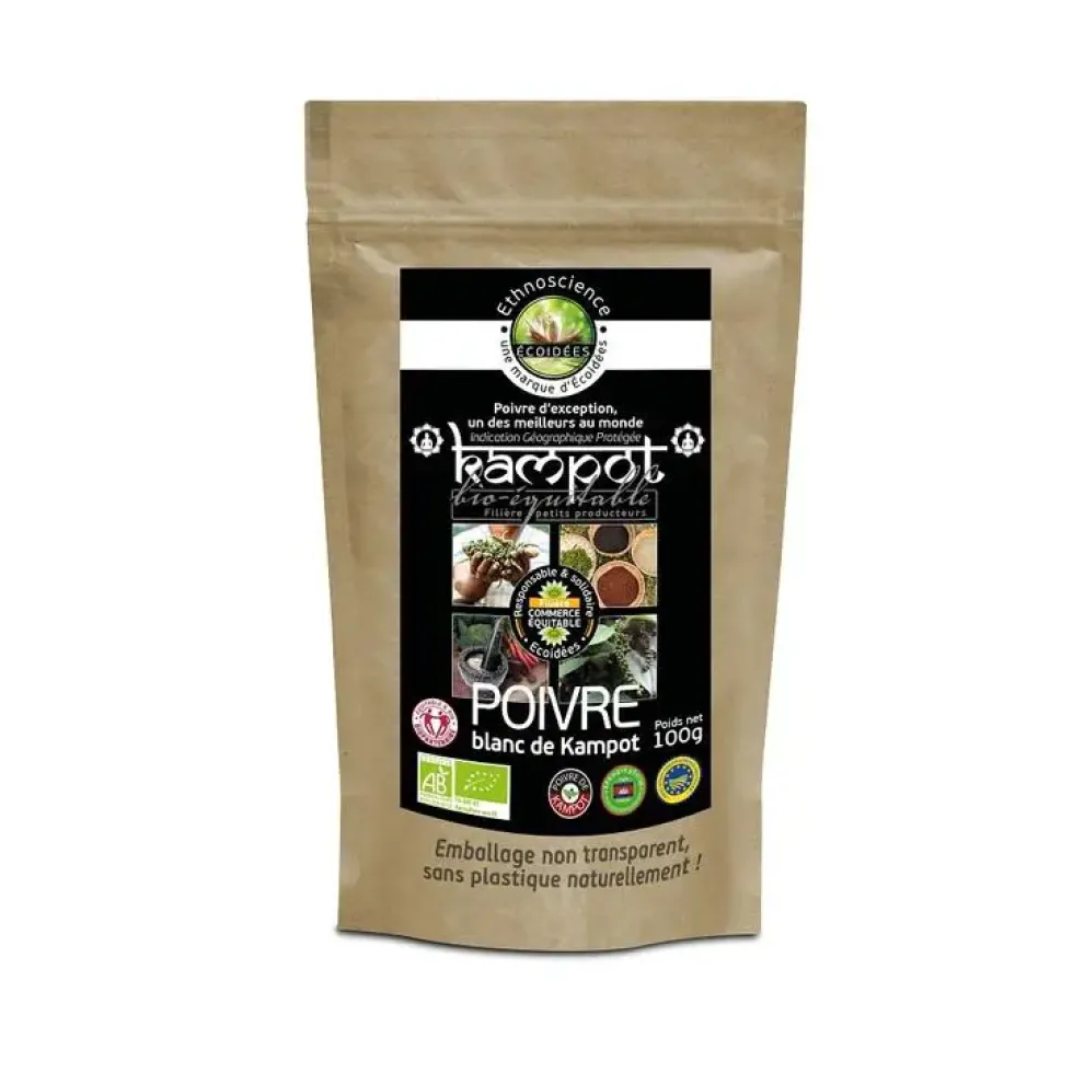 Recharge poivre blanc bio de kampot biopartenaire 100g