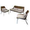 Salon de jardin en résine coloris blanc et beige Como - 3 éléments (canapé et deux fauteuils)