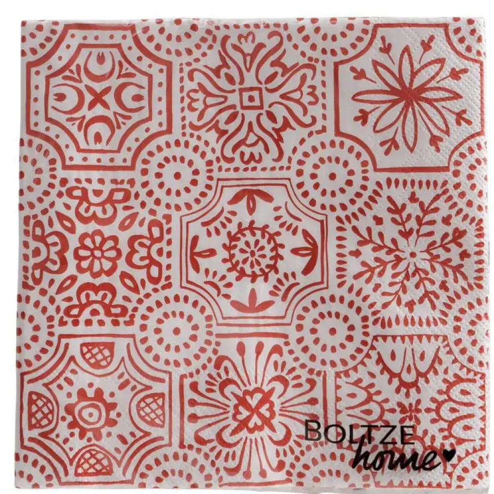 Serviettes en papier rouge/blanc Rosso x20 - 16,5 x 16,5 cm